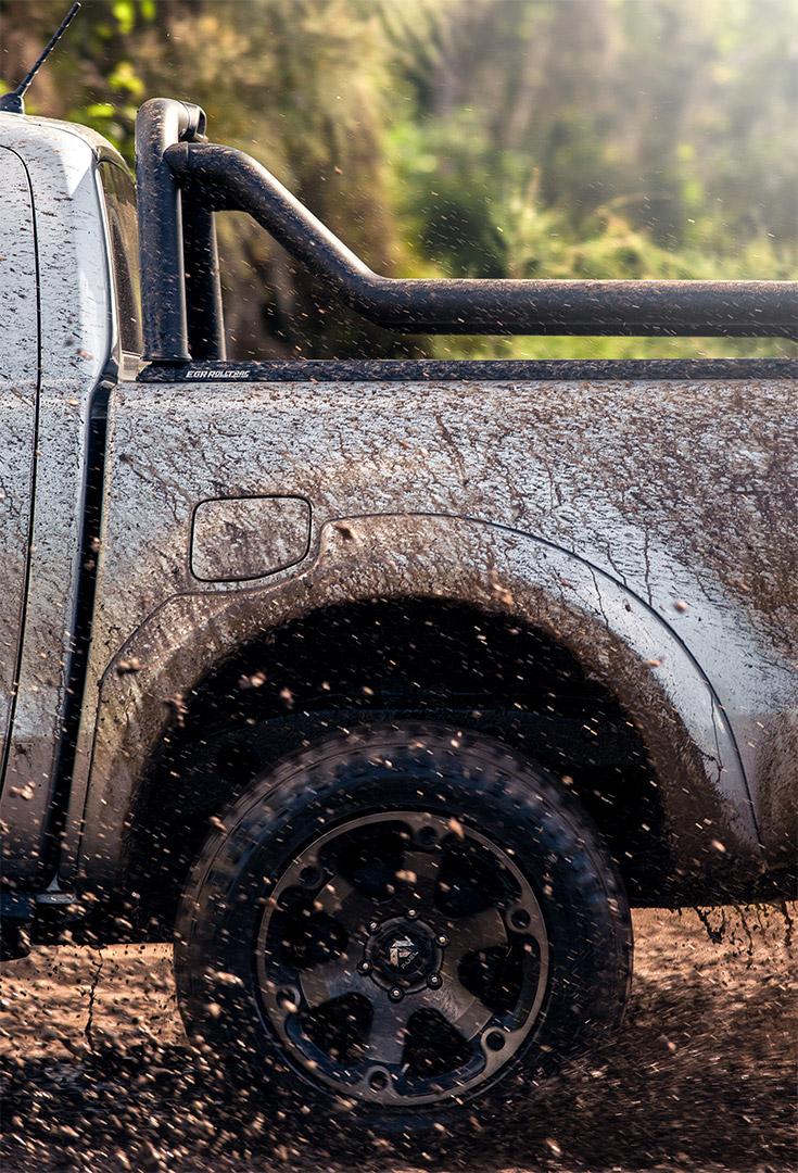 a muddy ute