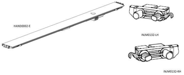 EGR RollTrac replacement electric hand rail with drive connectors for Toyota Hilux 2015-onwards, shown in technical diagram view