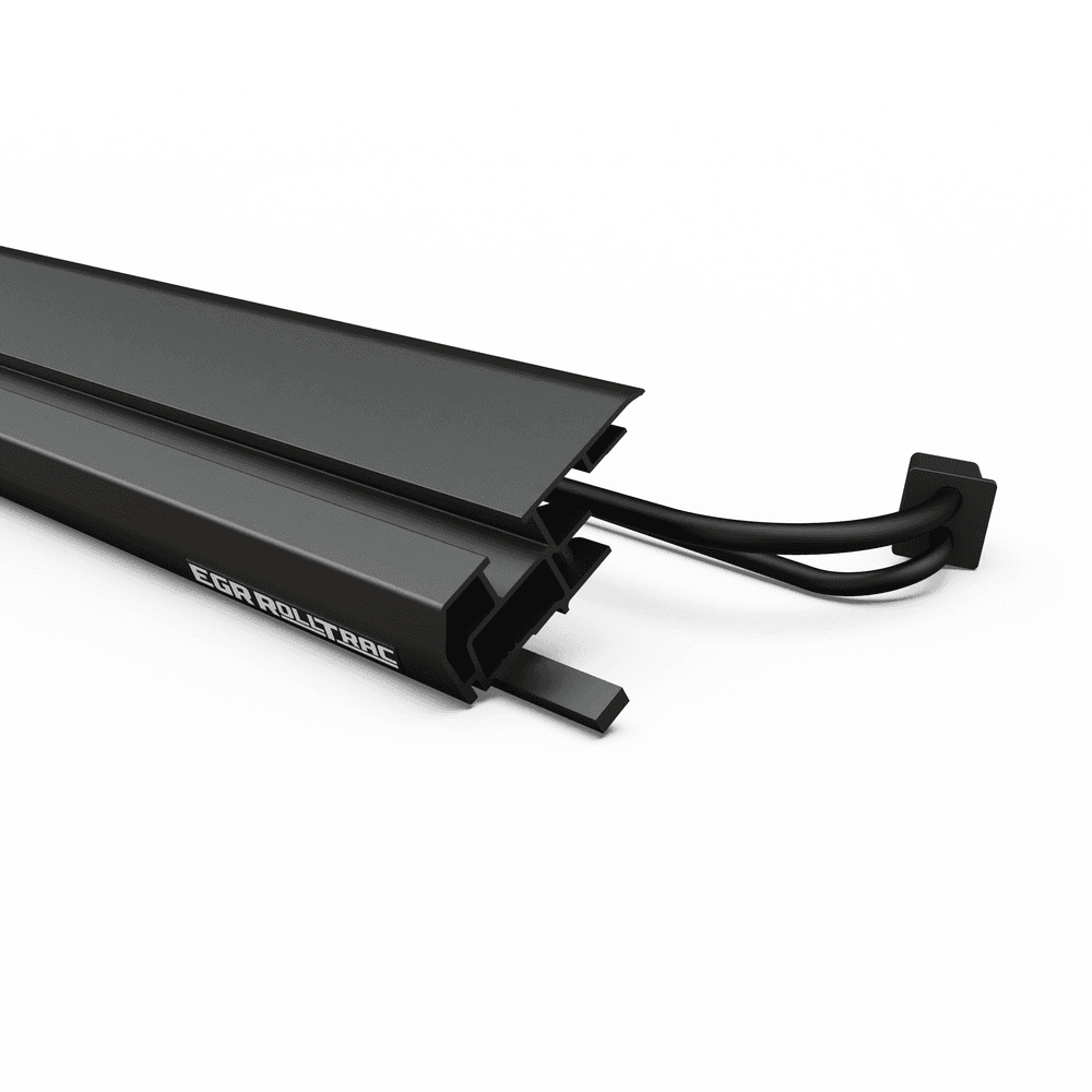 EGR RollTrac RH aluminium side rail with wiring loom and mounting hardware for electric RollTrac tonneau cover installation.