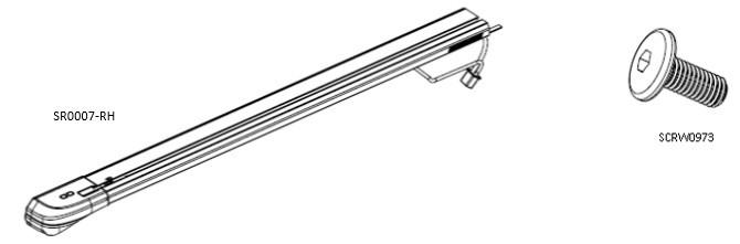 Genuine EGR right-hand electric side rail for Mitsubishi Triton MQ and MR RollTrac, showing RH rail assembly with corner cap and mounting fasteners for smooth electric operation