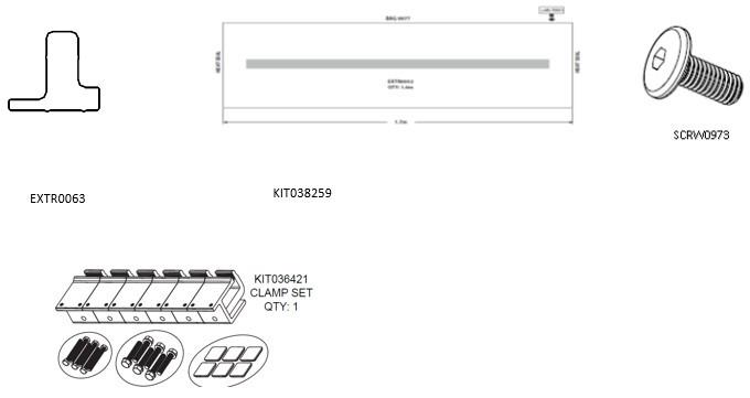 Genuine EGR RollTrac re-fit kit, showing clamps, foam tape, rubber perimeter seal, and mounting fasteners for secure reinstallation of RollTrac systems