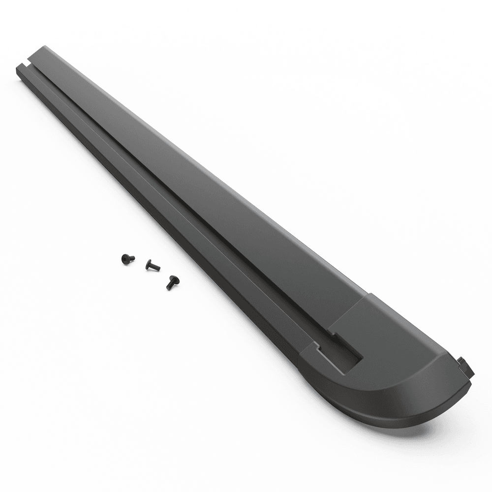 EGR RollTrac left-hand side rail manual for Toyota Hilux 2015 showing aluminium rail with corner cap and mounting points.