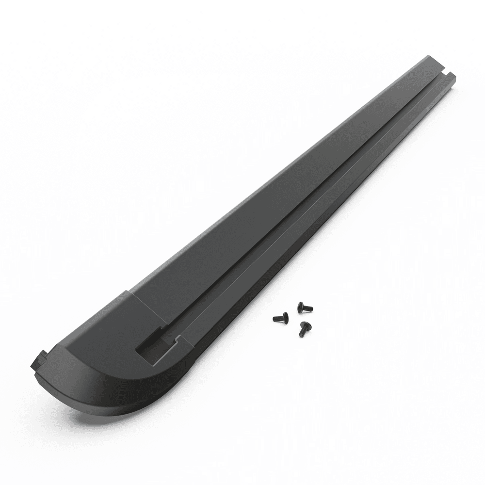 EGR RollTrac right-hand side rail manual for Toyota Hilux 2015 showing aluminium rail with corner cap and mounting points.