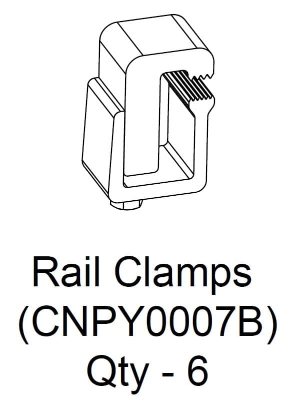 EGR canopy rail clamps set of 6 (CNPY0007B), showing clamp hardware used to securely mount EGR Premium Canopies to vehicle tub rails
