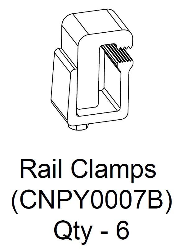 EGR canopy rail clamps set of 6 (CNPY0007B), showing clamp hardware used to securely mount EGR Premium Canopies to vehicle tub rails