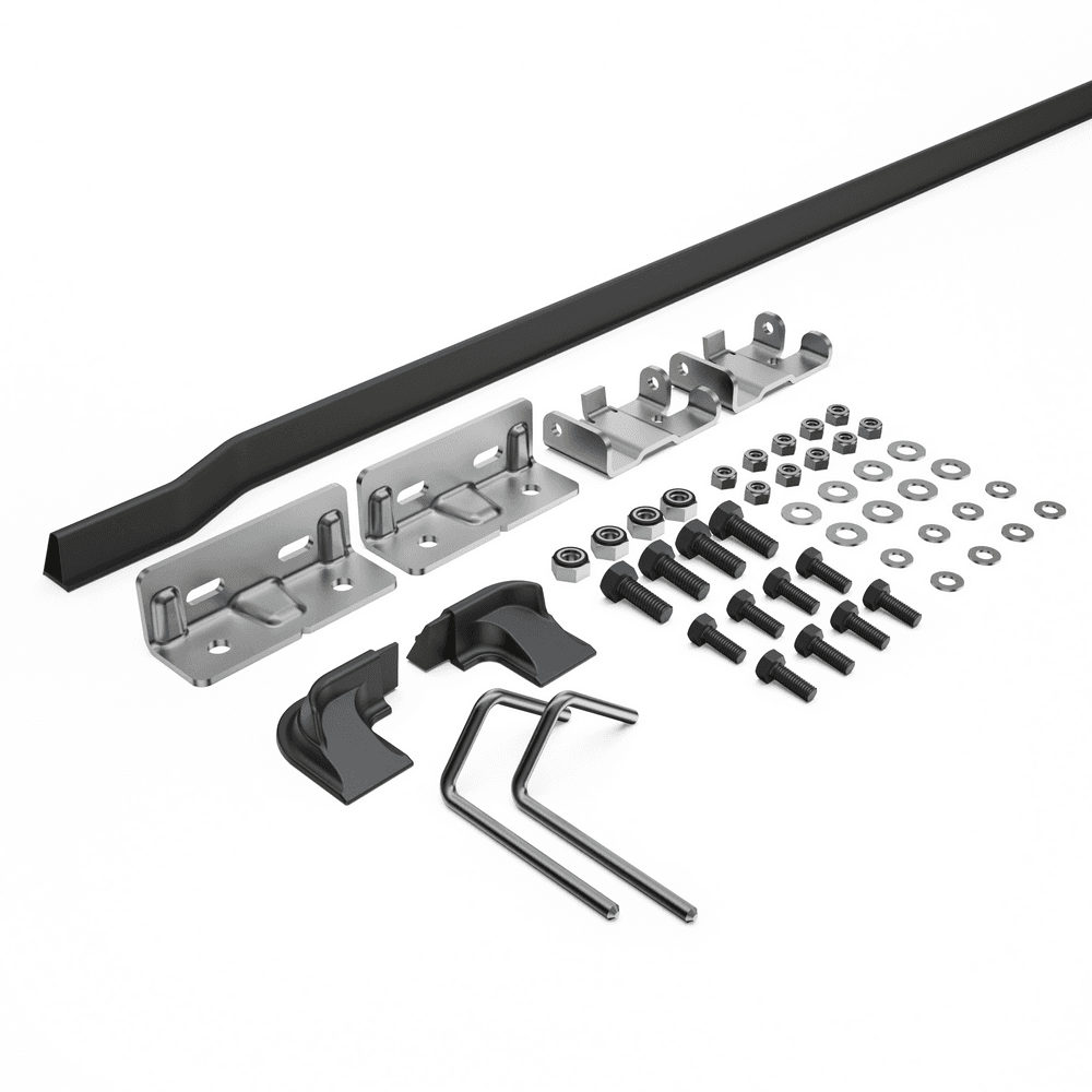 EGR hard lid replacement vehicle hinge kit for Volkswagen Amarok 2010, showing complete hinge components, mounting brackets, bolts, washers, and fitting hardware