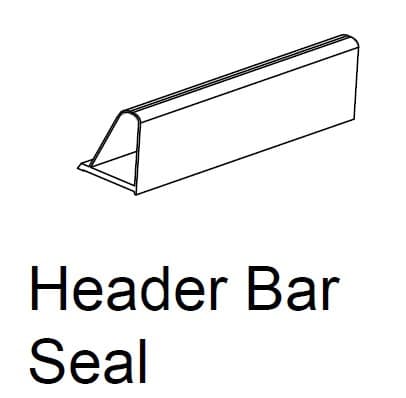 EGR triangular header bar hinge rubber seal, showing rubber sealing strip designed to fit behind tub and header rail hinges for dust and water protection