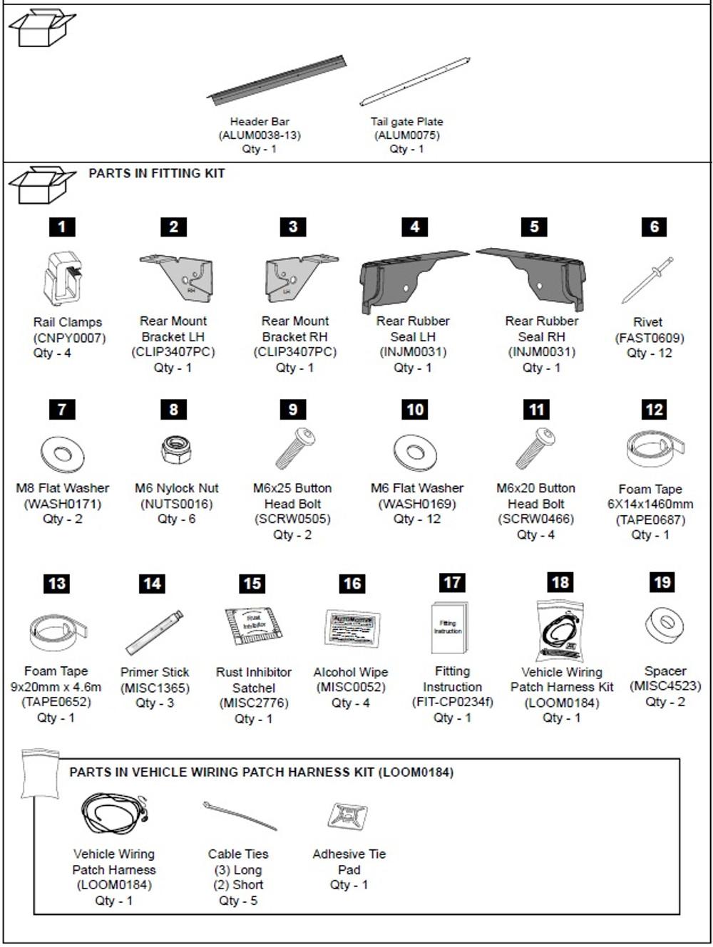 EGR Auto - Canopy Hardware Fitting Kit - Mitsubishi Triton MQ/MR 2015 product image 0