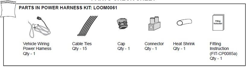 EGR power harness and canopy hardware kit for Holden Colorado RG, including wiring loom, connectors, cable ties, and fitting instructions