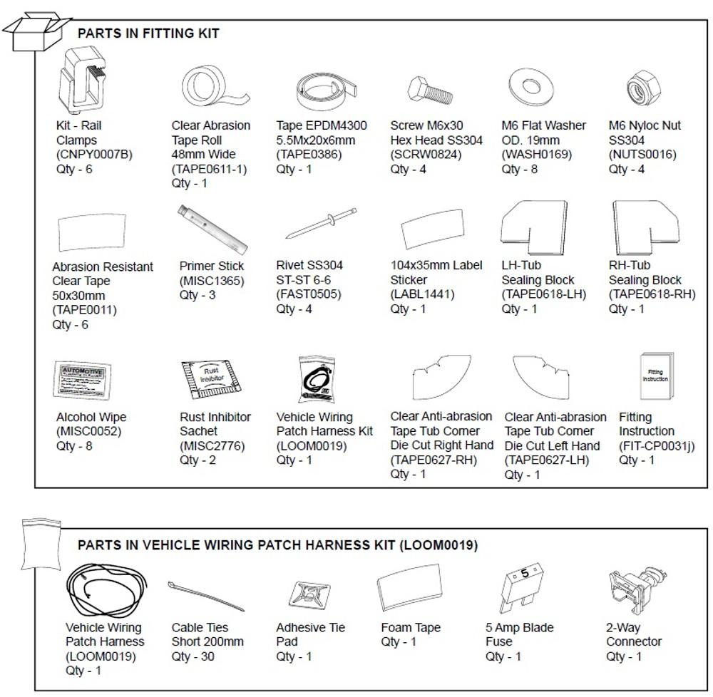 EGR Auto - Premium Canopy Hardware Fitting Kit - VW Amarok 2010-16 product image 0