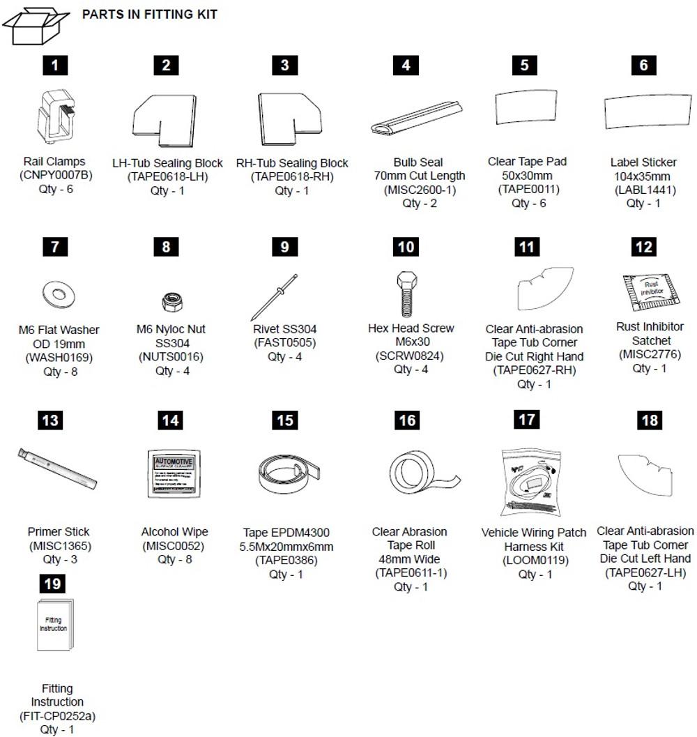 EGR Auto - Premium Canopy Hardware Fitting Kit - VW Amarok 2017-23 product image 0