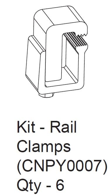 EGR canopy rail clamp kit CNPY0007 showing single mounting clamp design, set of six used to secure EGR Premium Canopies to ute tub rails