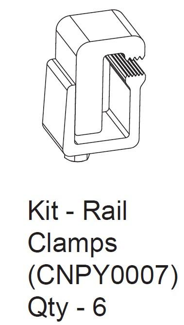 EGR canopy rail clamp kit CNPY0007 showing single mounting clamp design, set of six used to secure EGR Premium Canopies to ute tub rails