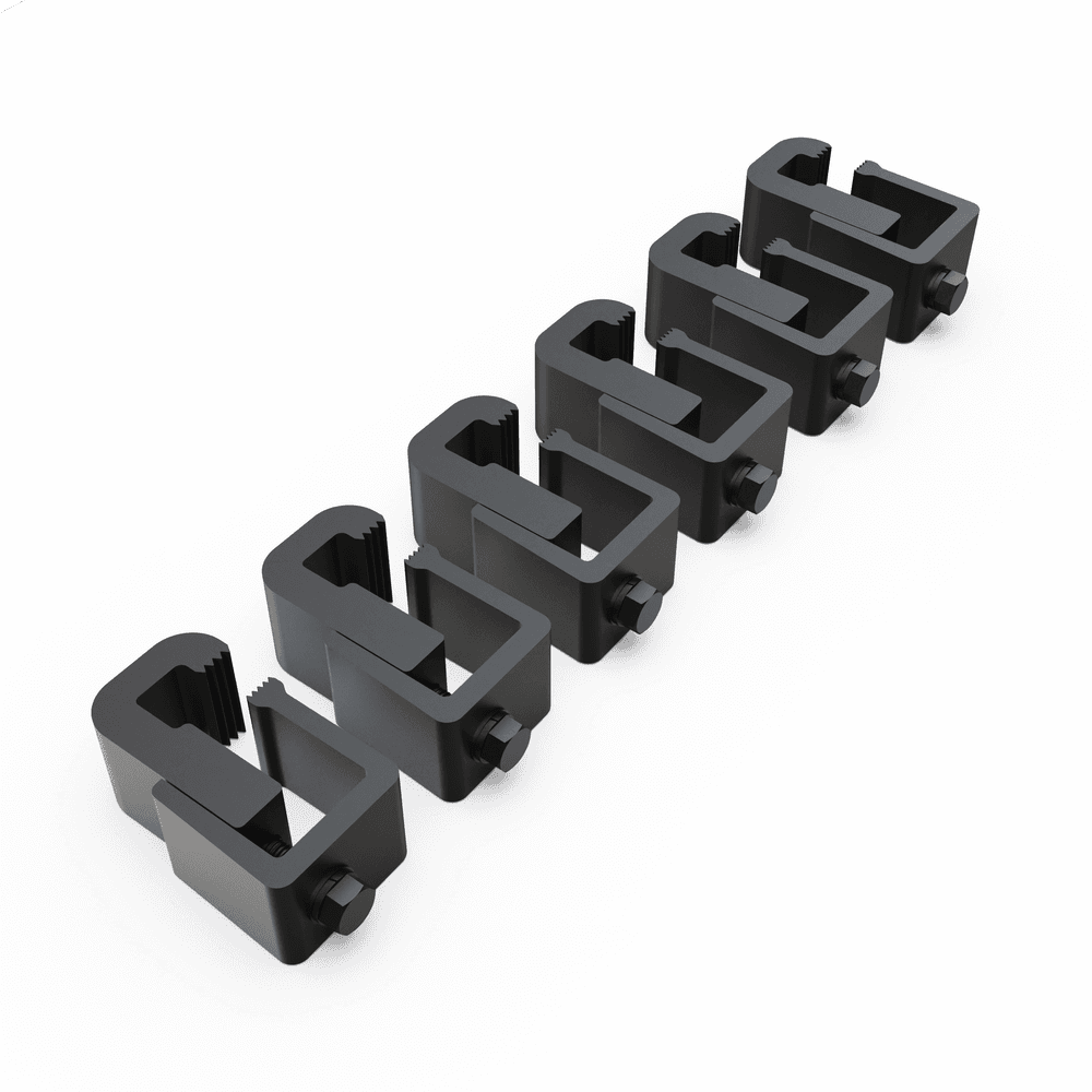 EGR canopy rail clamp kit CNPY0007 showing single mounting clamp design, set of six used to secure EGR Premium Canopies to ute tub rails