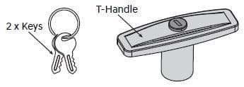 T-handle lock with two keys for EGR load shield replacement locking system