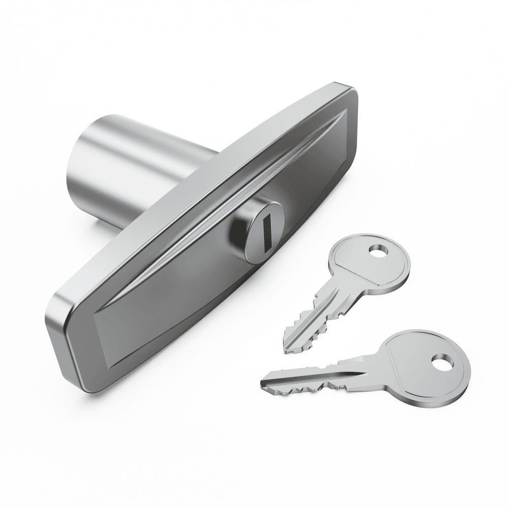 T-handle lock with two keys for EGR load shield replacement locking system