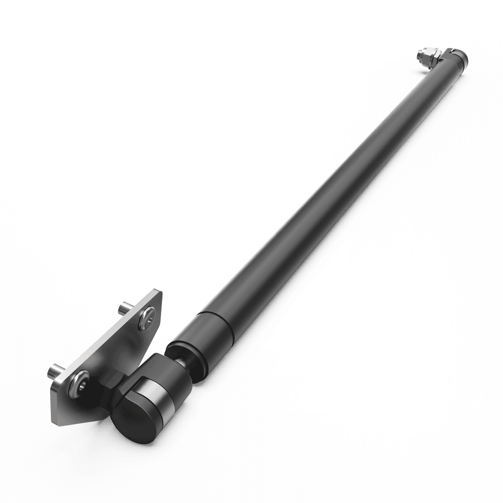 Load shield gas strut with ball studs, nyloc nuts, washers, and rivets