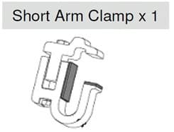 Replacement short arm clamp for EGR soft tonneau cover, shown in close-up with locking grip detail