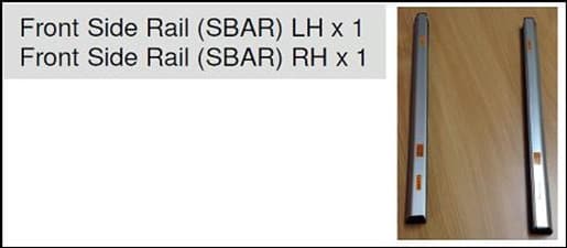 Front side rails LH and RH for Ford Ranger PX 2011–22 with sports bar, designed for EGR soft tonneau cover fitment