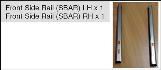 Front side rails LH and RH for Ford Ranger PX 2011–22 with sports bar, designed for EGR soft tonneau cover fitment