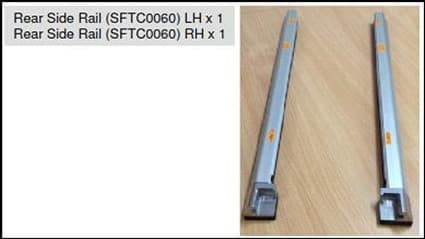 Rear side rails (LH and RH) for EGR soft tonneau cover fitted to Ford Ranger PX 2011–22 dual cab with sports bars, shown as a replacement rail set