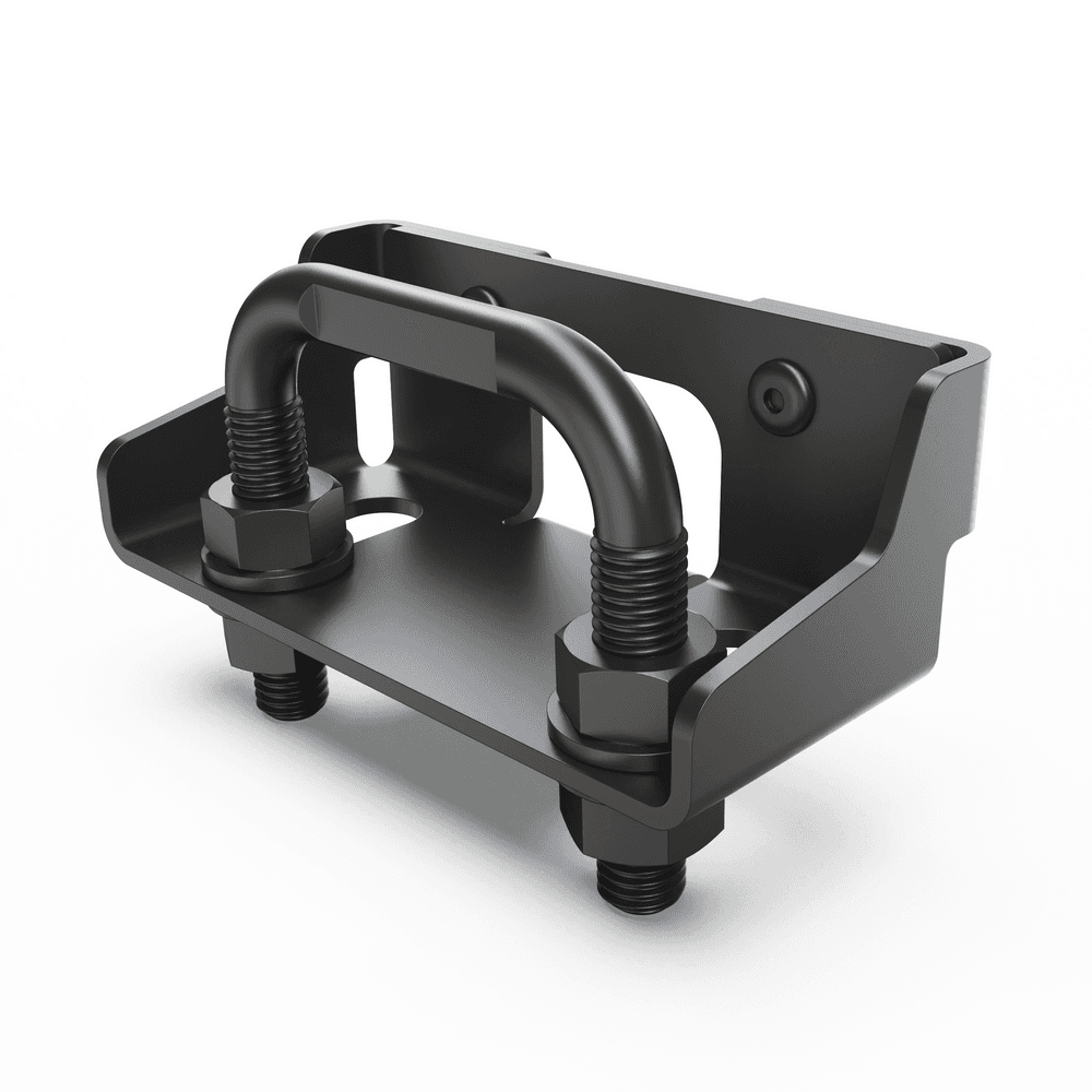 EGR load shield striker bracket assembly for Toyota Hilux 2015-Onwards J-Deck, showing twin striker brackets, spacers, bolts, washers and mounting hardware