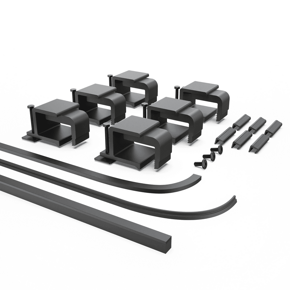 EGR RollTrac Re-fit Kit #2 components including clamps, foam sealing tape, side rail rubber perimeter seals and refit hardware for EGR RollTrac tonneau cover installation