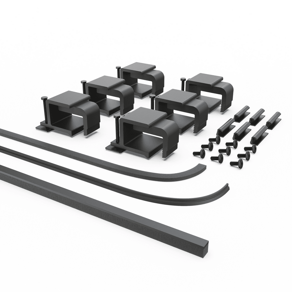 EGR RollTrac Re-fit Kit #2 components including clamps, foam sealing tape, side rail rubber perimeter seals and refit hardware for EGR RollTrac tonneau cover installation thumbnail