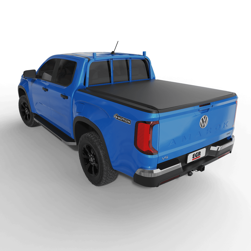 Rear view of Volkswagen Amarok fitted with EGR Soft Tonneau Cover designed to suit cabin guard configuration