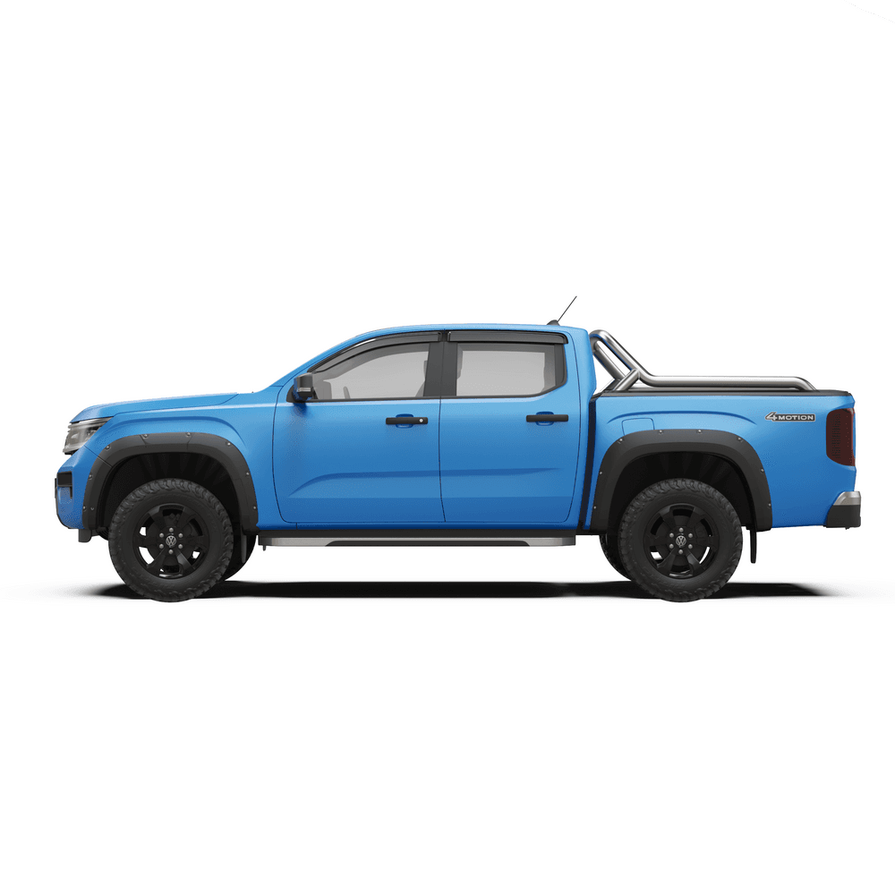 Volkswagen Amarok NF 2023 Style with EGR Soft Tonneau Cover fitted, showing full tub coverage on a long-arm sports bar setup