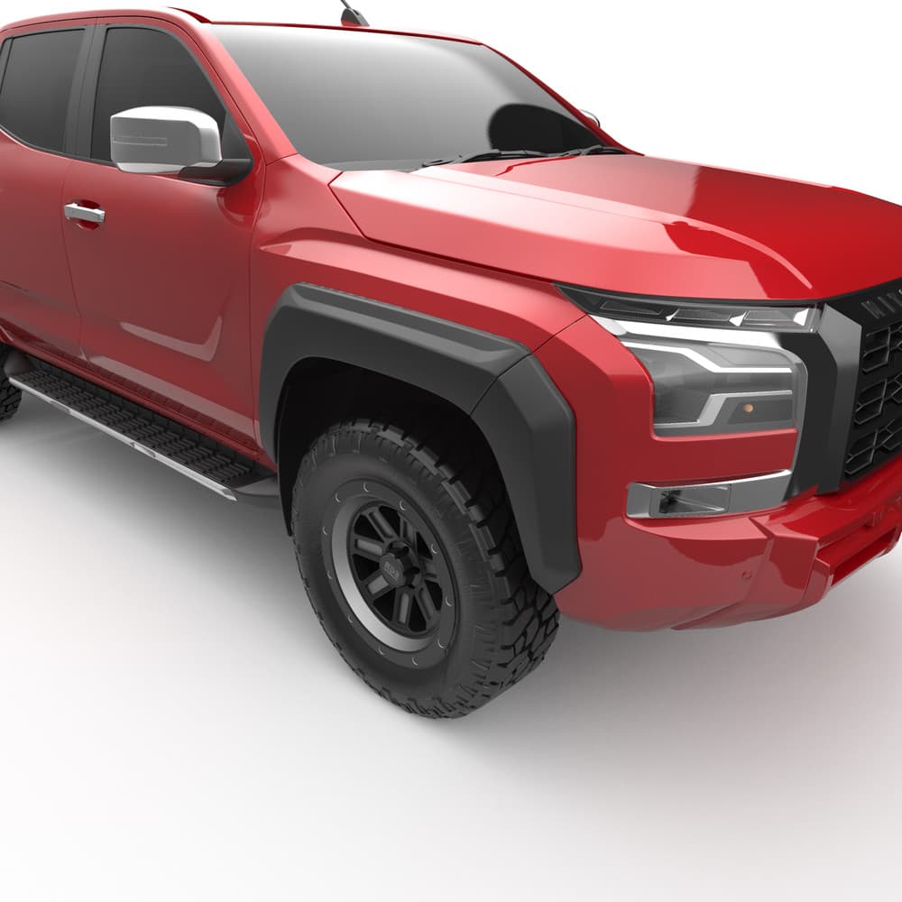 Mitsubishi Triton MV 2024 fitted with EGR fender flares, showing rear quarter coverage and aggressive styling