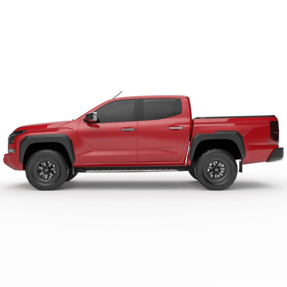 Side profile of Mitsubishi Triton MV 2024 showcasing the low-profile EGR RollTrac Manual tonneau cover integrated with the ute’s styling