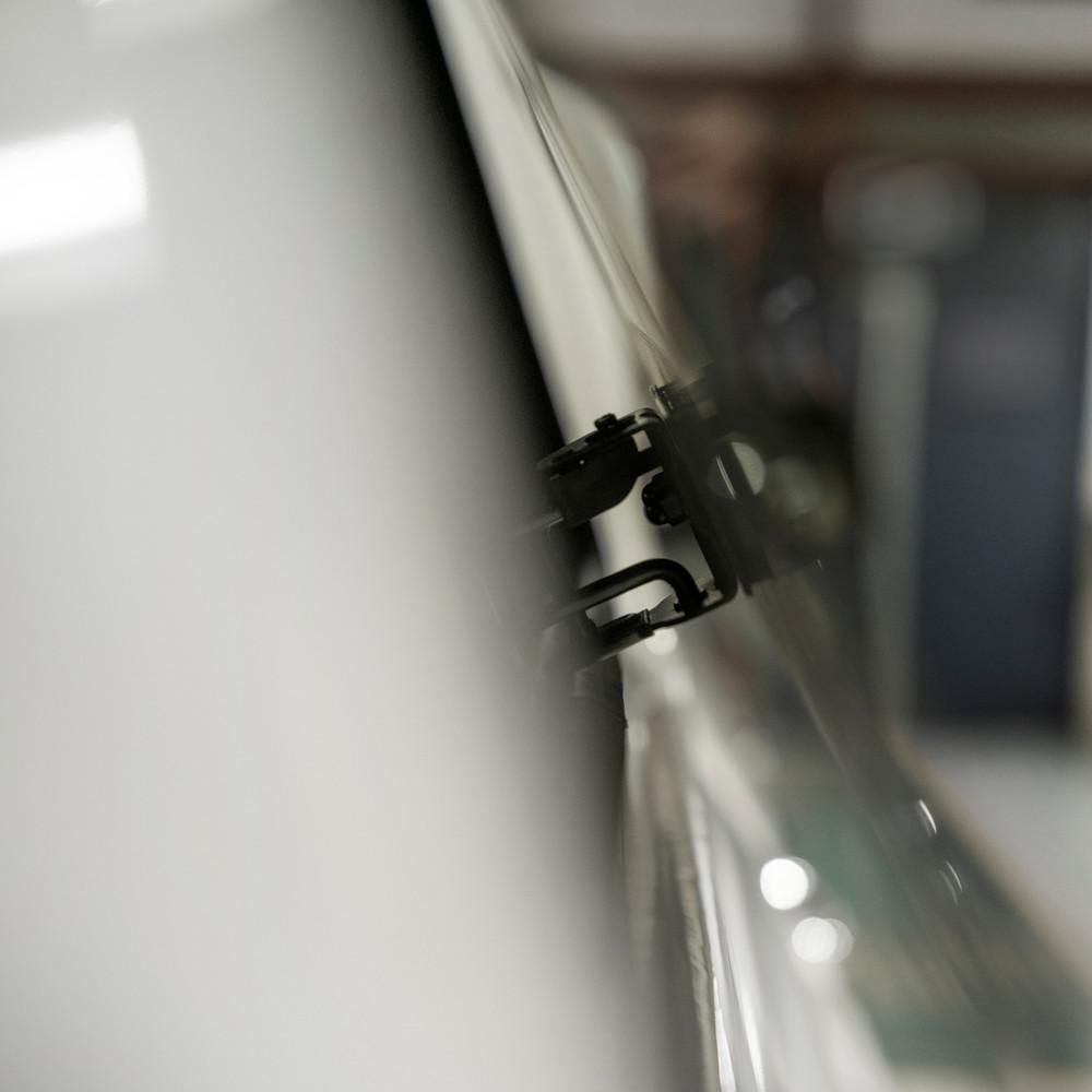 Detailed view of EGR Gen3 canopy lift window stay arm and mounting hardware, designed for durable pop-window support