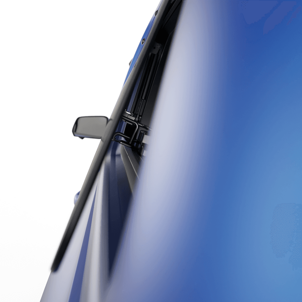 Detailed view of EGR Gen3 canopy lift window stay arm and mounting hardware, designed for durable pop-window support