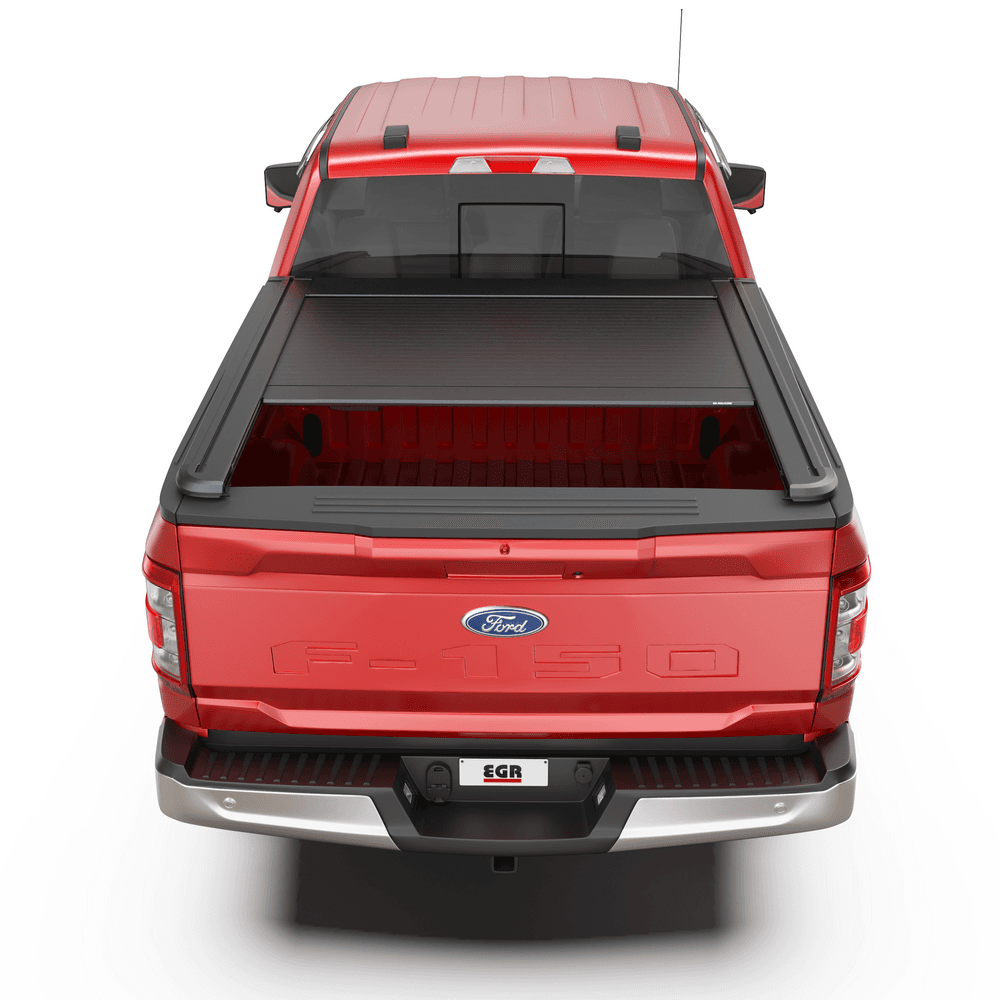 Ford F150 side profile with EGR RollTrac Electric E3 installed, offering sleek styling, secure load protection, and electric roller functionality