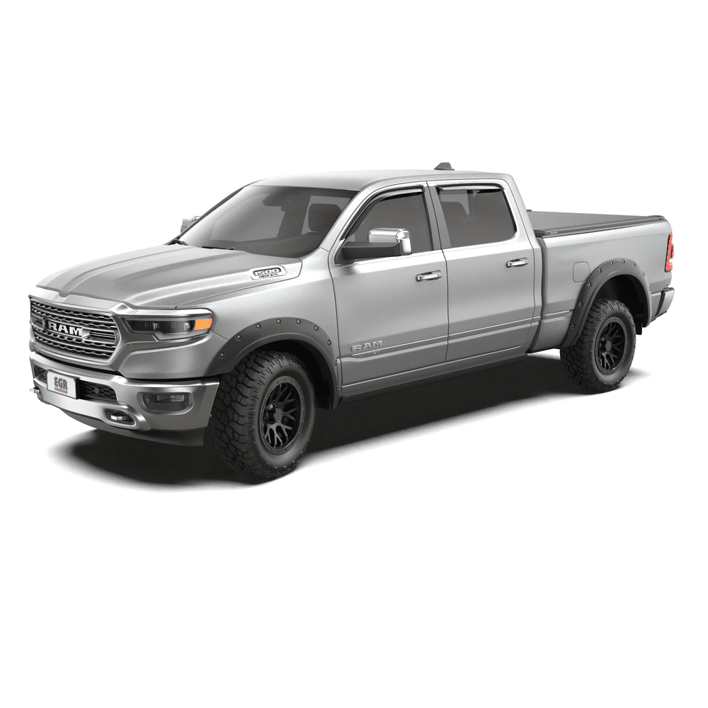 EGR RollTrac Electric E3 tonneau cover installed on RAM DT 1500 dual cab ute, showing low-profile aluminium roller cover with black powder-coated finish