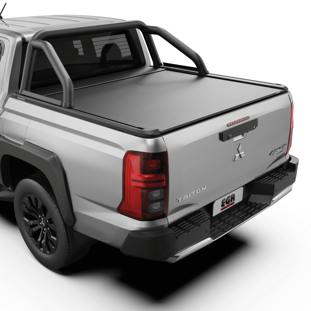 EGR RollTrac Sports Bar fitted to Mitsubishi Triton MV 2024 showing clean integration with RollTrac cover and factory-style finish
