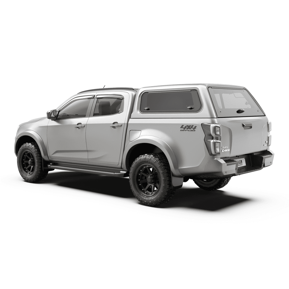 Side and rear perspective of Mazda BT-50 2020-onwards with EGR Core Canopy installed for work and adventure use