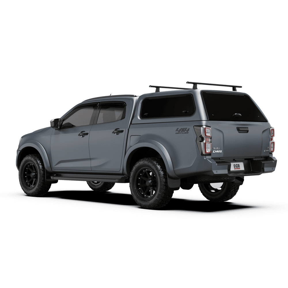 Isuzu D-Max fitted with EGR Core Canopy Roof Rack System, showing heavy-duty roof load support and factory-style fit