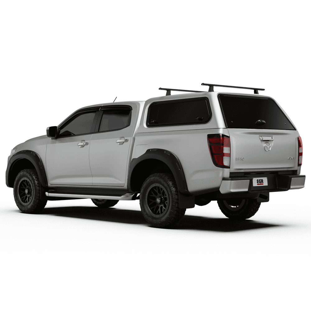 Isuzu D-Max Core Canopy roof rack system fitted, showing heavy-duty internal support frame and roof-mounted track rails