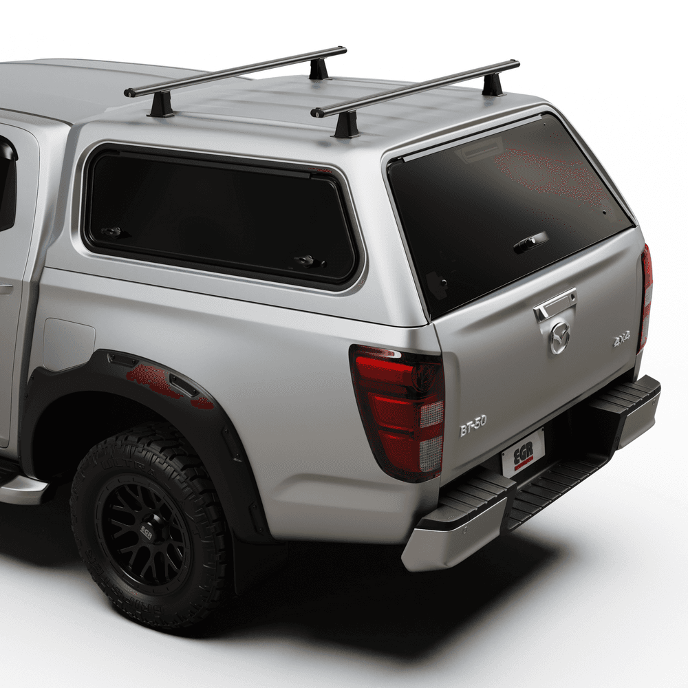 Side view of Mazda BT-50 Core Canopy roof rack system designed for crossbars and cargo accessories