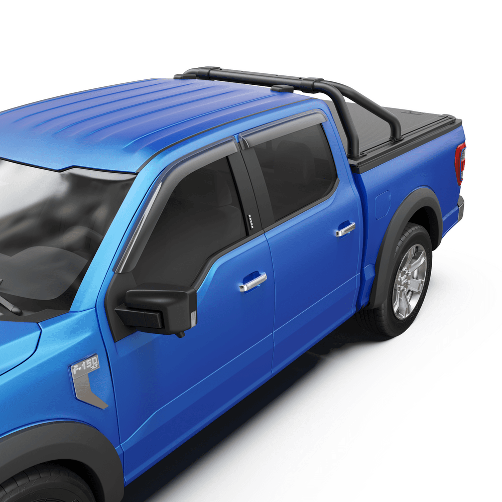 Close-up view of EGR RollTrac Sports Bar mounting on Ford F150 RollTrac system