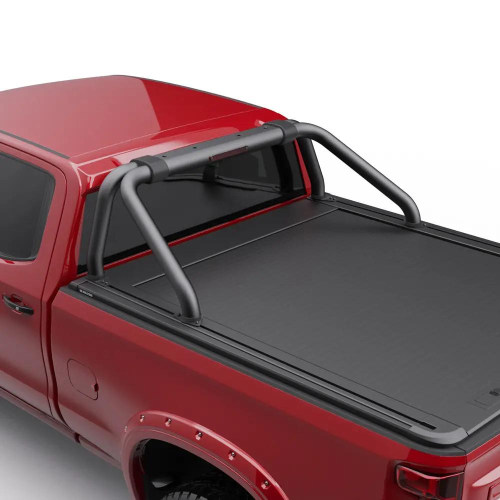 EGR RollTrac sports bar fitted to Chevrolet Silverado 1500 with EGR RollTrac bed cover, featuring black powder-coated aluminium tubing and integrated mounting system