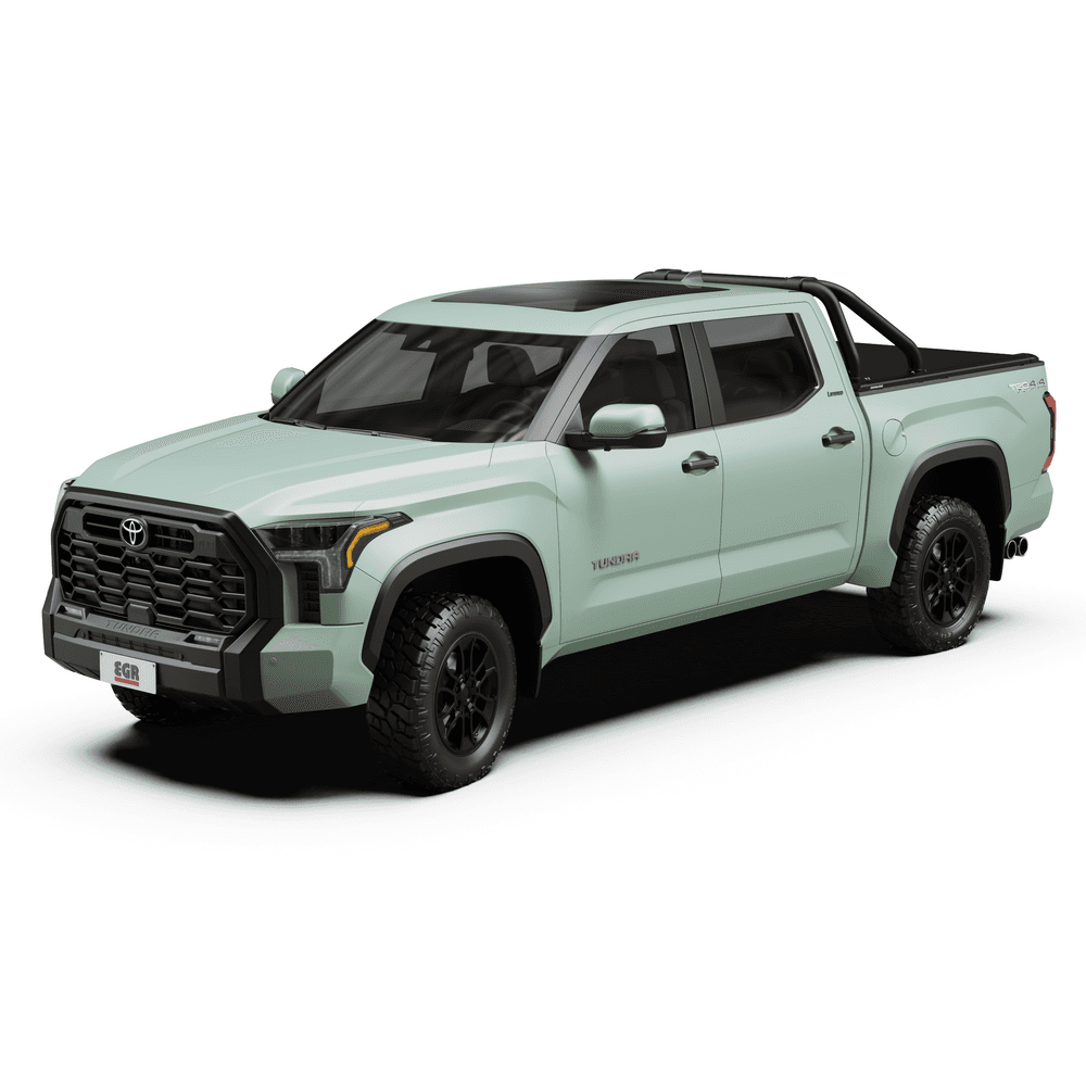 EGR RollTrac Sports Bar close-up on Toyota Tundra, highlighting 3-inch tubing and matte black powder-coat finish