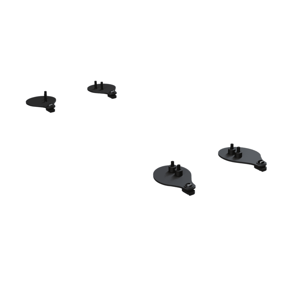 EGR RollTrac sports bar adapter kit components for Mitsubishi Triton MV, including foot cup risers designed to raise sports bar height for RollTrac compatibility