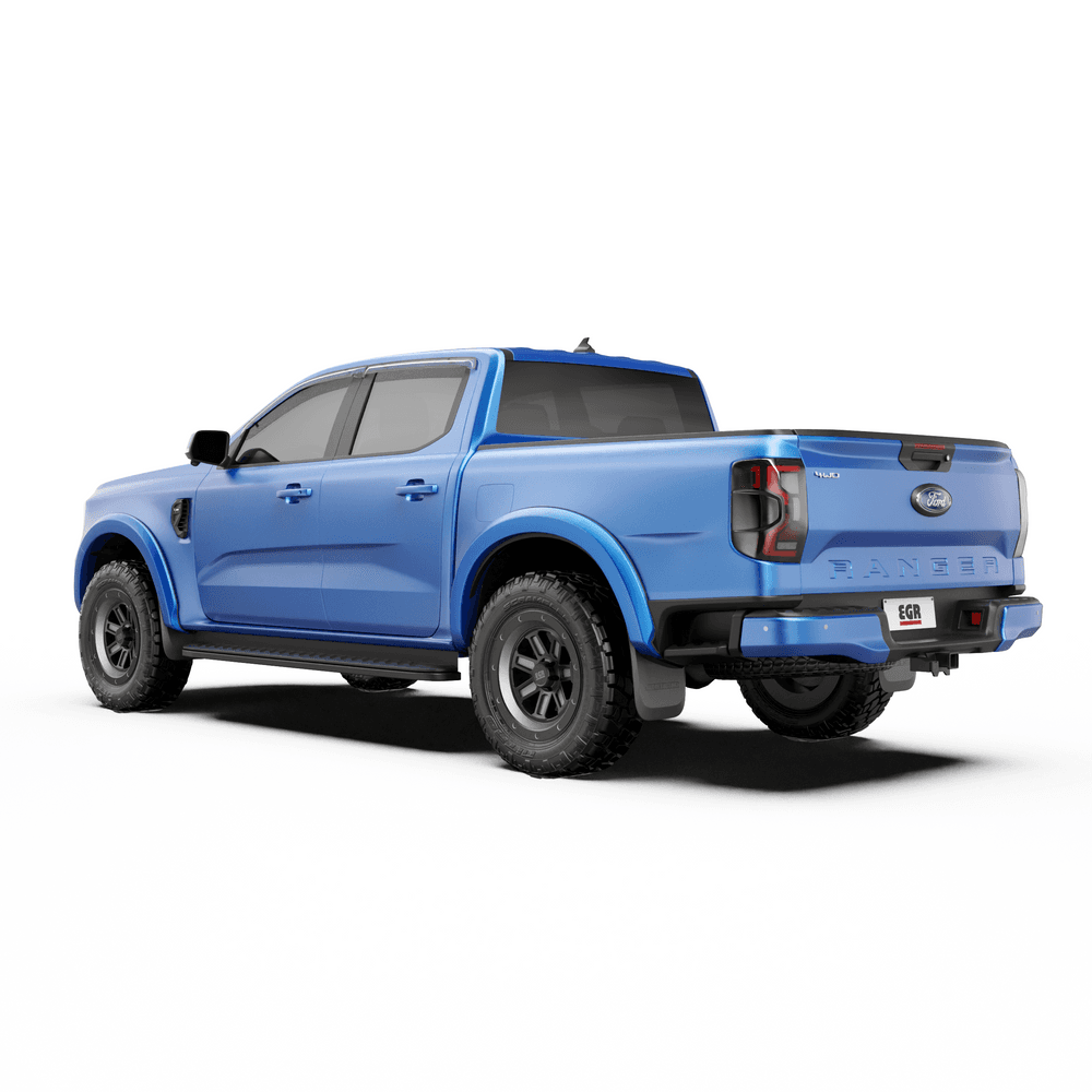 Side view of Ford Ranger RA with EGR slimline weather shields installed for rain protection and airflow