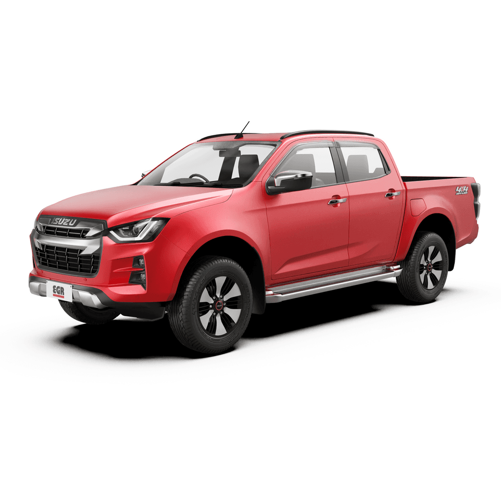 Isuzu D-Max 2020-onwards fitted with EGR slimline weather shields, showing clean low-profile side view