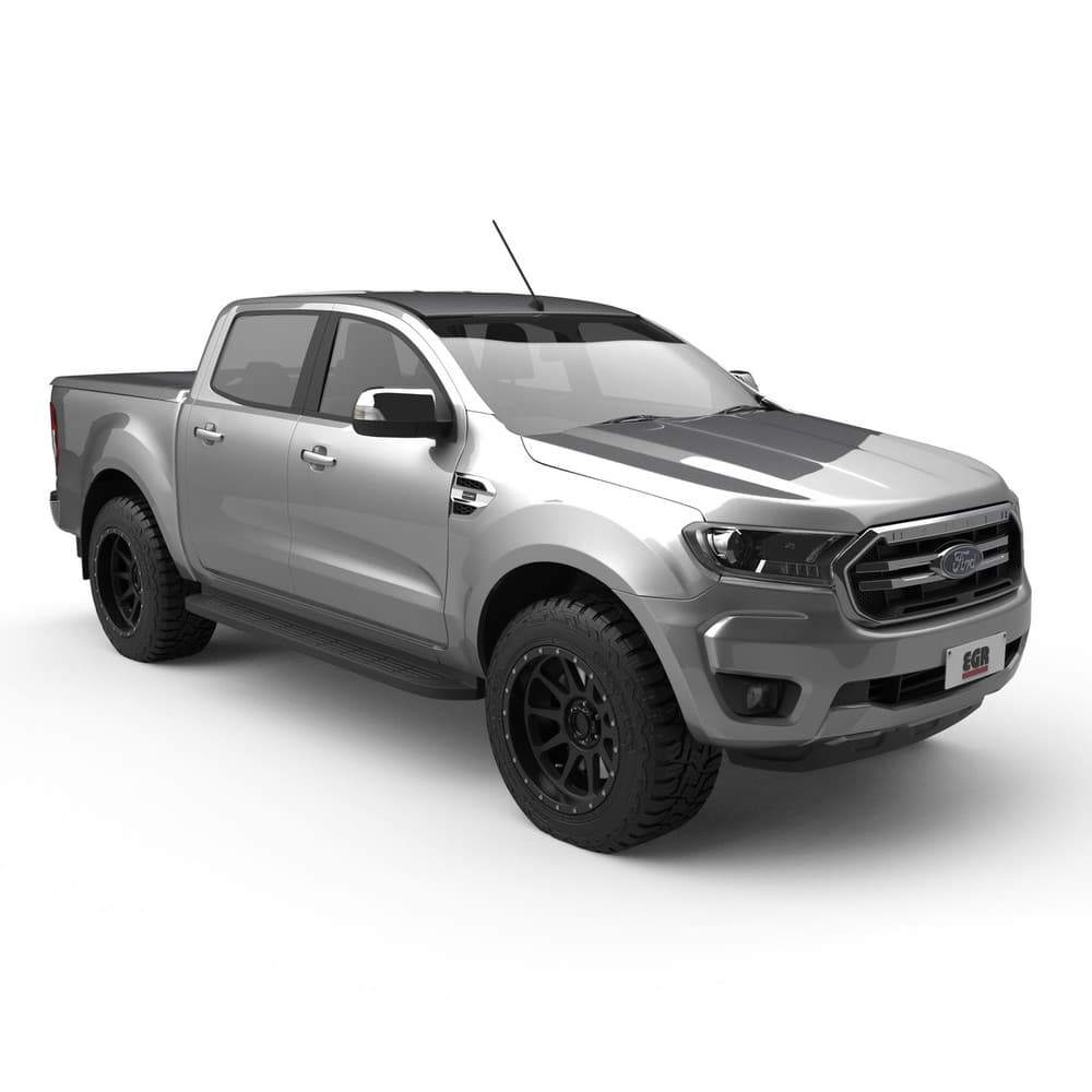 Front side view of silver ute fitted with EGR hard lid