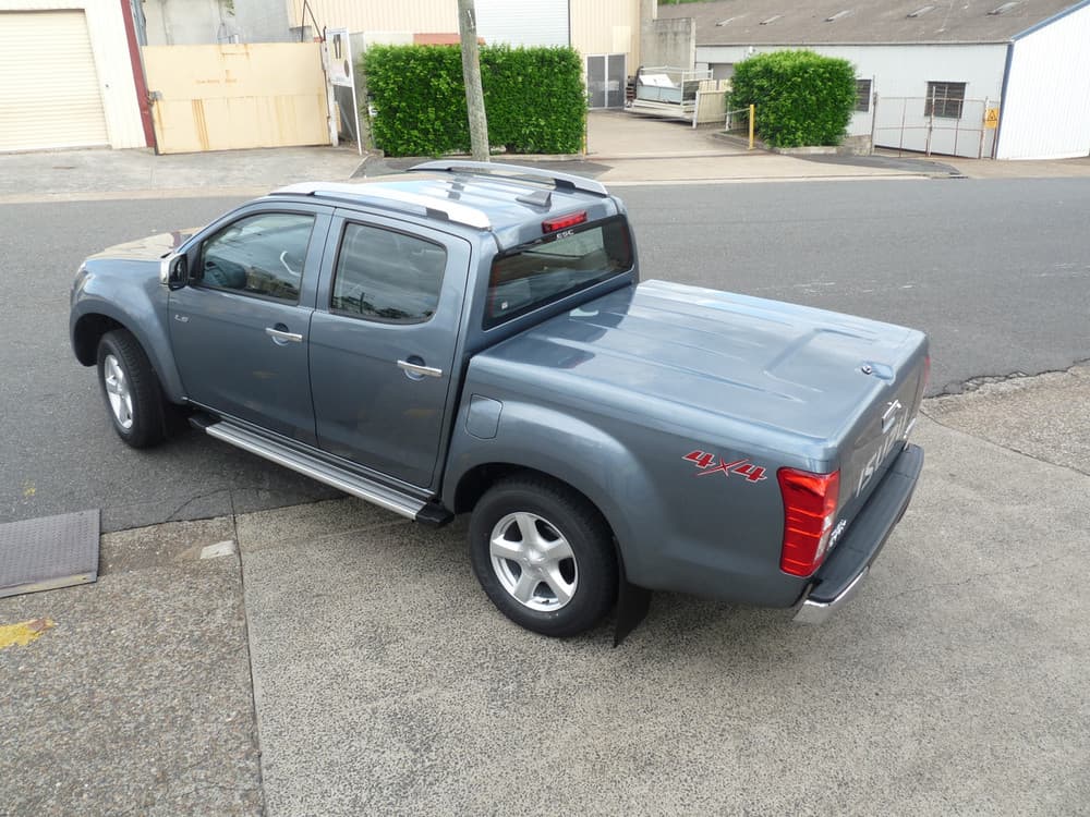 Side rear view of grey ute fitted with EGR hard lid