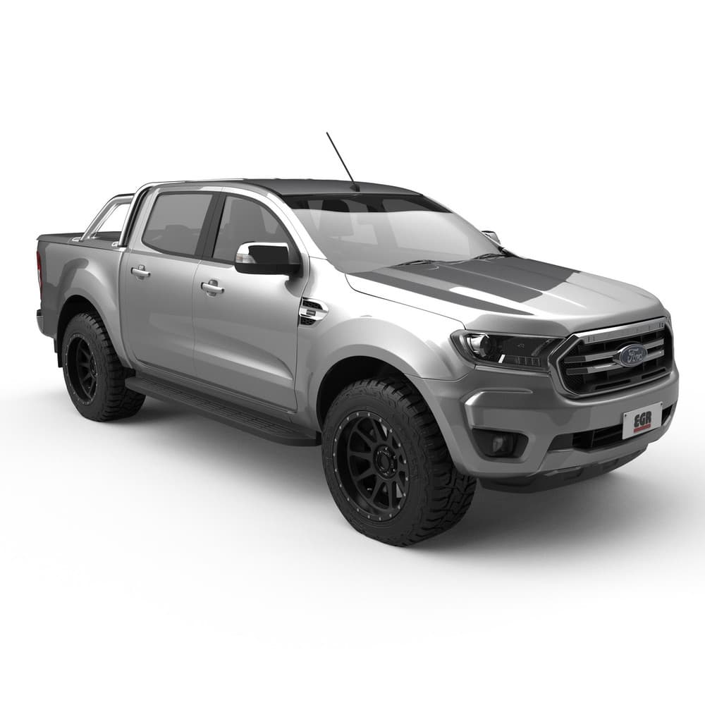 Side view of Ford Ranger PX equipped with EGR 3-piece hard lid set, compatible with factory XLT sports bar
